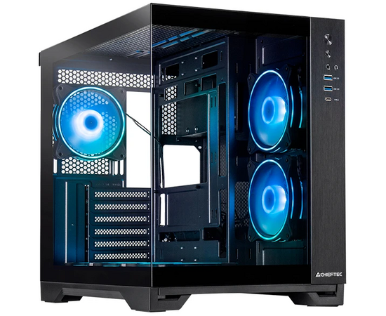  Корпус CHIEFTEC Visio GM-30B-TG-OP без БП, боковая панель из закаленного стекла, 6xPWM ARGB 120мм вентиляторов, черный, ATX 